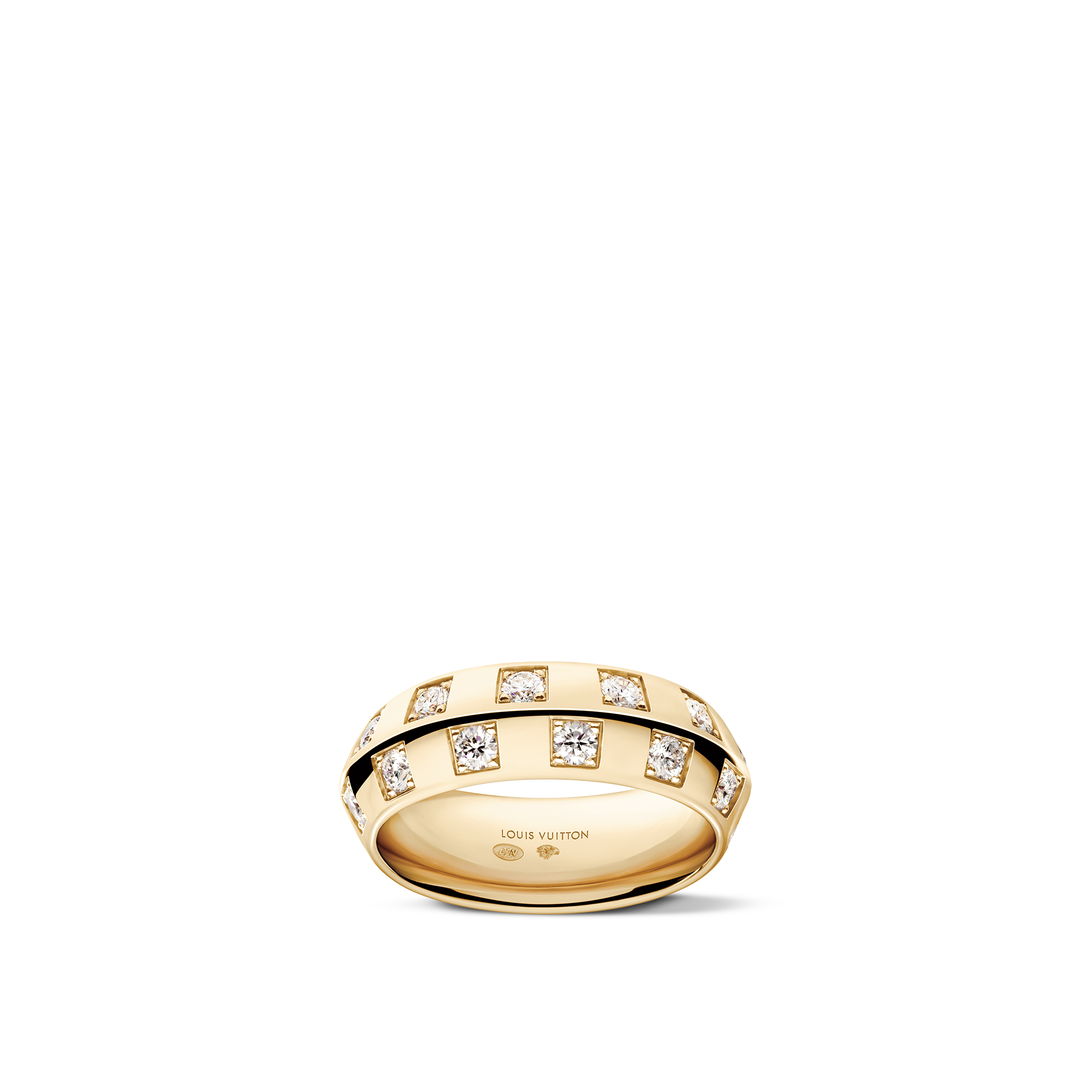 Le Damier de Louis Vuitton Large Ring, Yellow Gold and Diamonds -  Categories Q0K21F | LOUIS VUITTON